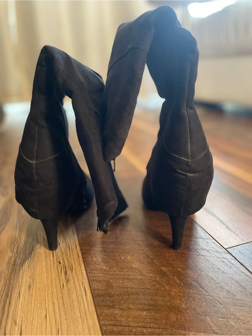 Fergalicious Women's Black Suede Knee-High Stiletto Boots